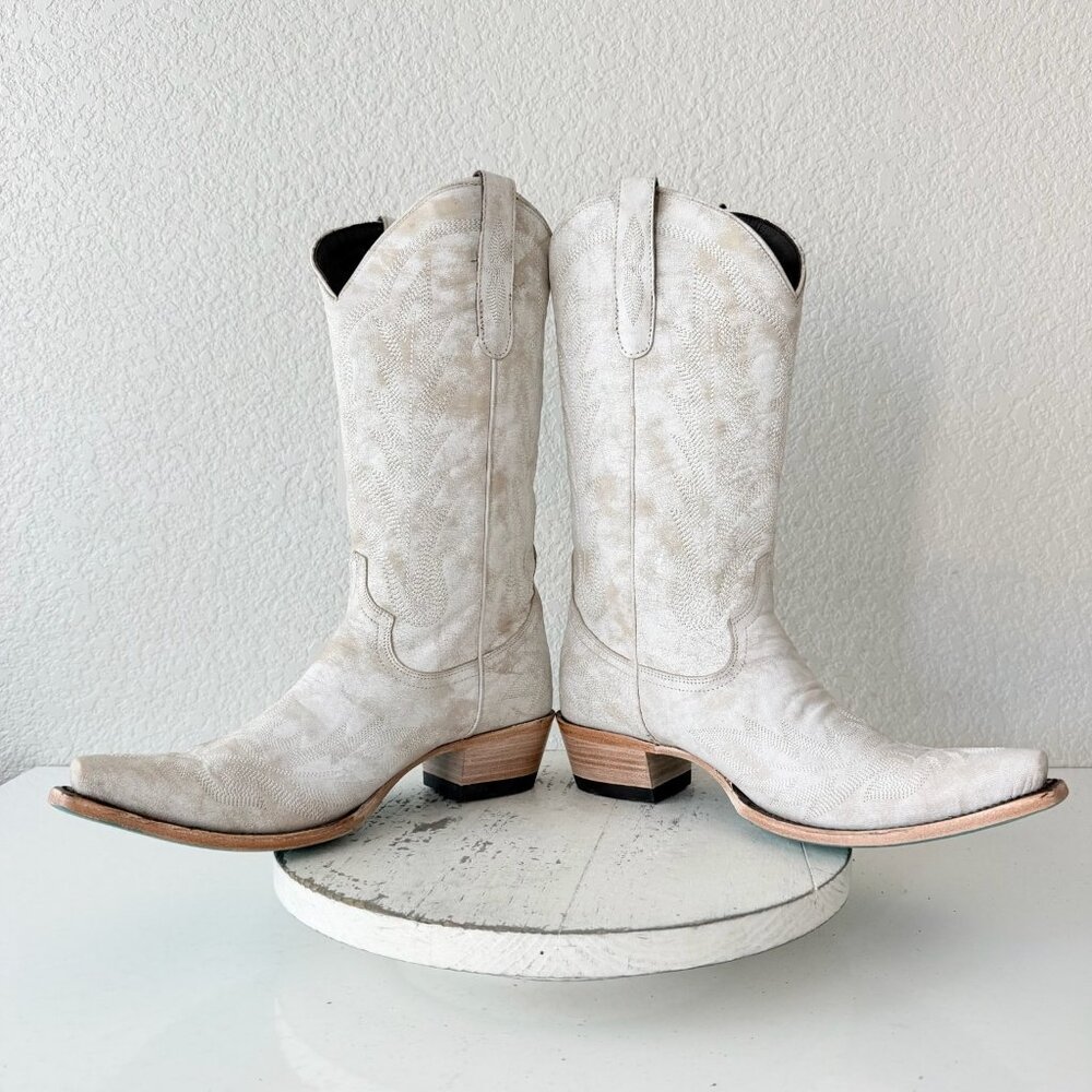 Lane Boots LEXINGTON White Cowboy Boots Womens Western Cowgirl Tall Snip Toe 10 - Picture 9 of 13